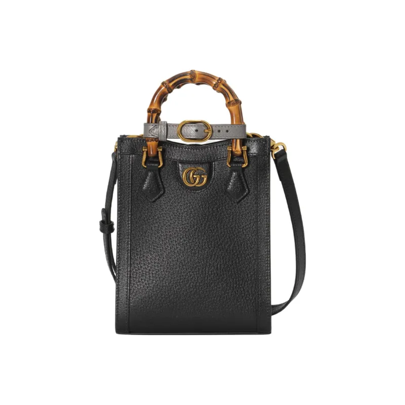 GUCCI Diana Leather Tote Bag Shopping Bag Handbag Mini Women's Black-1