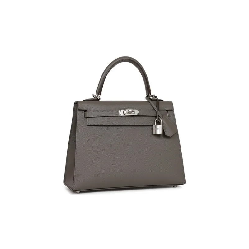 HERMES Kelly Cow Leather Kelly Bag, Crossbody Handbag Women's Misty Rain Cloud Gray-2