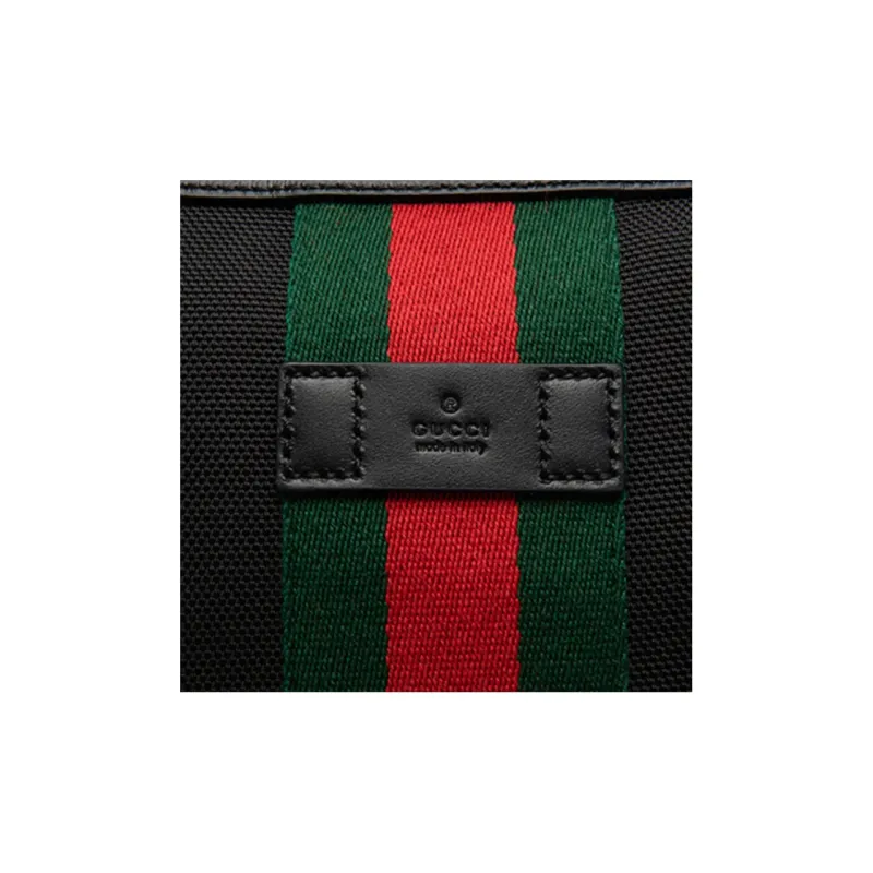 GUCCI Canvas With Leather Canvas Bag, Messenger Bag, Crossbody Bag, Shoulder Bag Men's Black-5