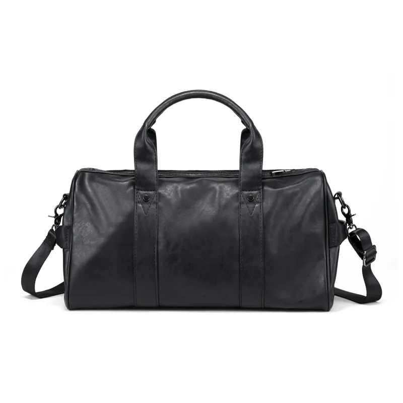 RUIGOR PU Gym Bag Shoulder Bag Crossbody Bag Handbag Large Size Unisex Black-1