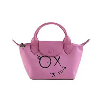 LONGCHAMP ANDRÉ Collaboration Le Pliage Canvas Dumpling Bag Crossbody Bag Handbag Mini Women's Pink