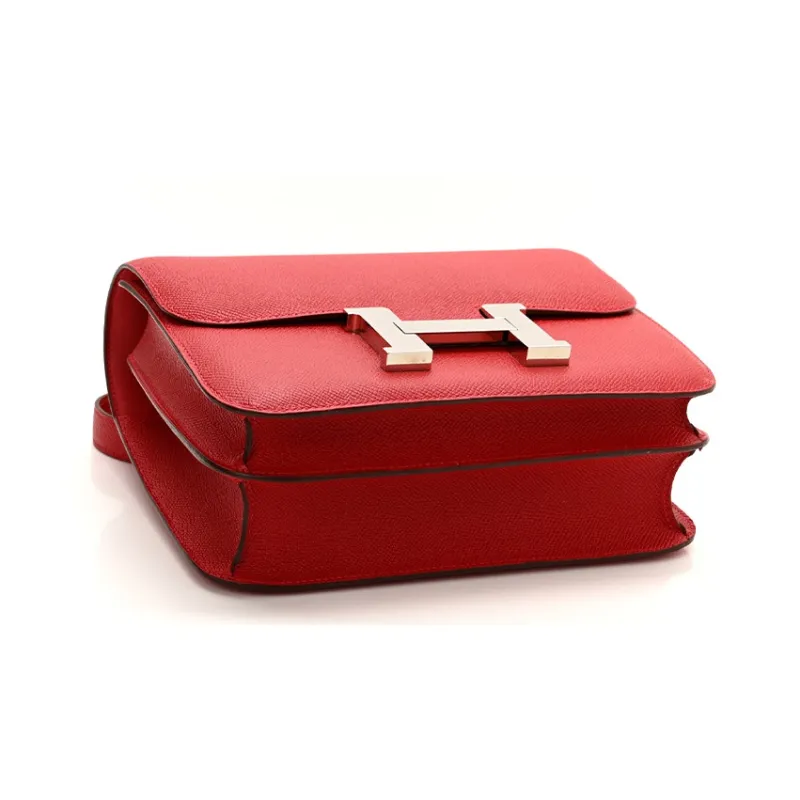 HERMES Constance Canvas With Leather Shoulder Bag Crossbody Bag Women's Chili Red-2