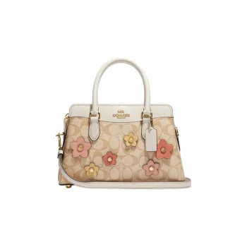 COACH Darcie Canvas With Leather Kelly Bag Shoulder Bag Crossbody Bag Handbag Medium Size Women's Light Khaki