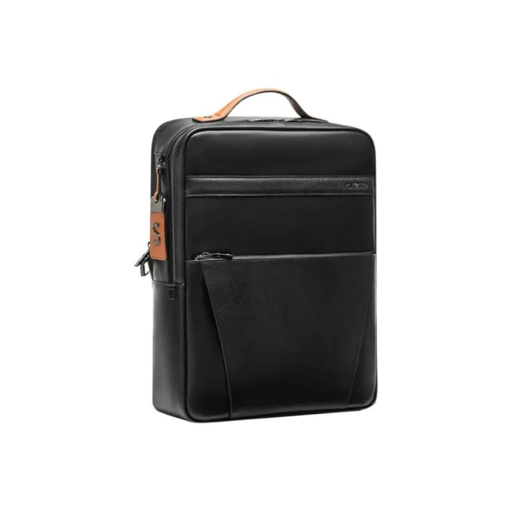 SAMSONITE Cow Leather Backpack Regular Men's Black-1