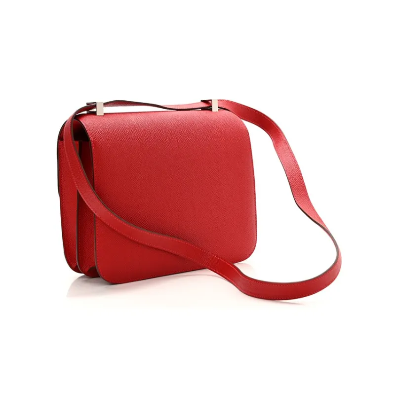 HERMES Constance Canvas With Leather Shoulder Bag Crossbody Bag Women's Chili Red-1