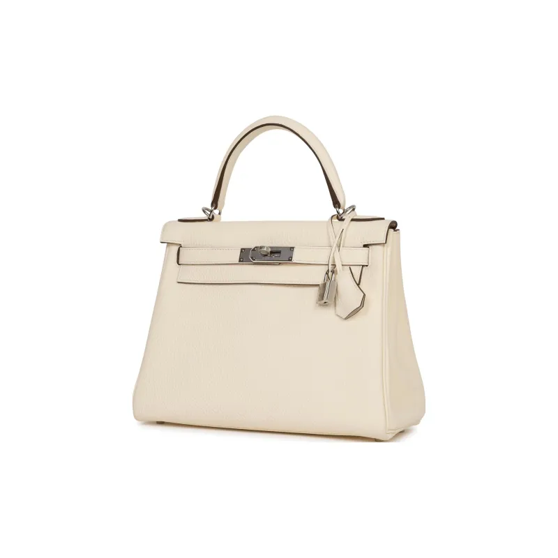HERMES Kelly Togo Calfskin Kelly Bag Shoulder Bag Crossbody Bag Handbag Regular Women's I2 Nata Cream White-1