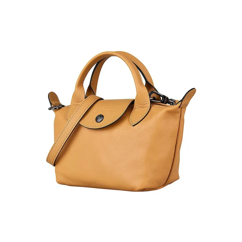 LONGCHAMP Le Pliage Cuir Sheepskin Dumpling Bag Crossbody Bag Shoulder Bags Women's Earth Yellow-1