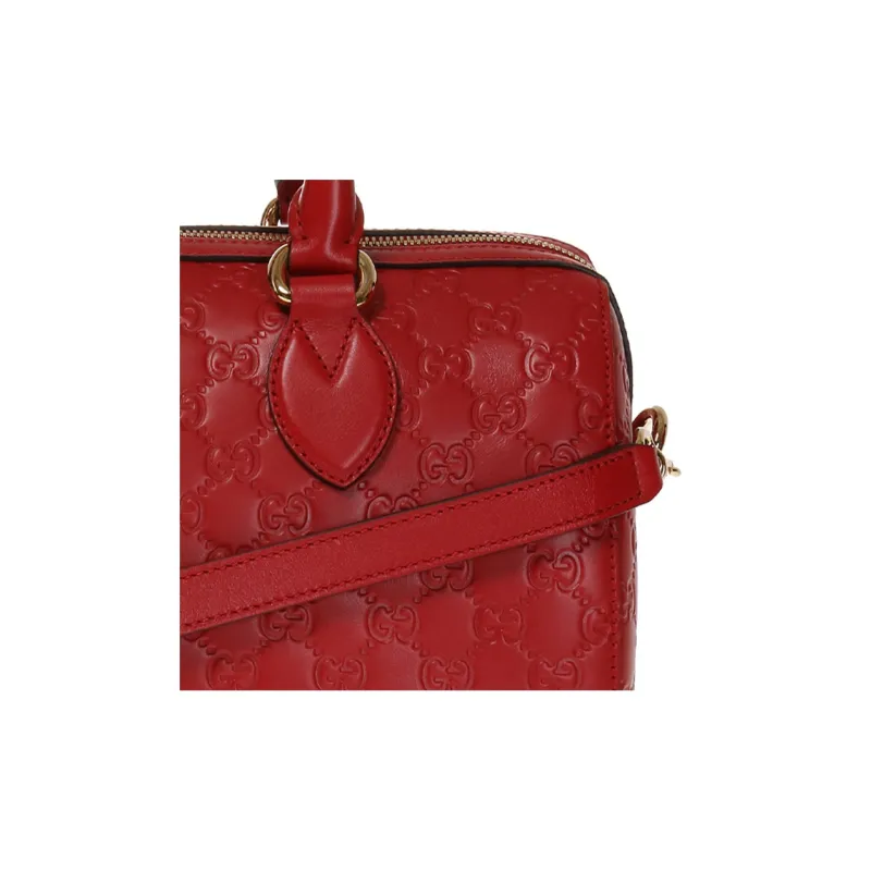 GUCCI Cow Leather Boston Bag, Shoulder Bag, Crossbody Bag, Handbag Women's Red-4