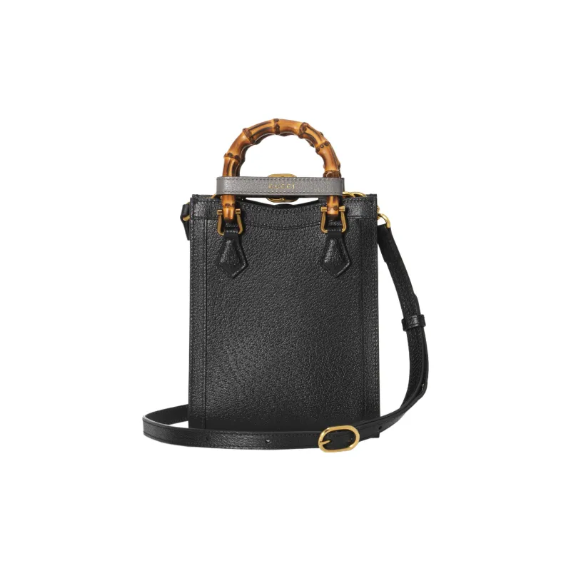GUCCI Diana Leather Tote Bag Shopping Bag Handbag Mini Women's Black-8