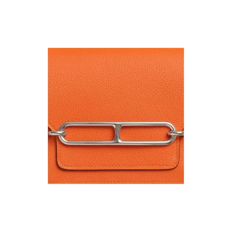 HERMES Roulis Evercolor Calfskin Pig Nose Bag Card Holder Fanny Pack Coin Purse Wallet Women's 9J Feu Flame Orange-3
