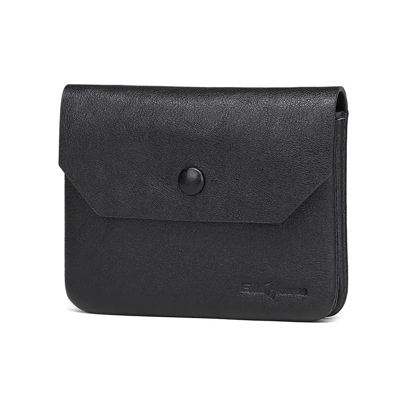 ELLE HOMME Top Grain Cow Leather Coin Purse Regular Unisex Solid Color-2
