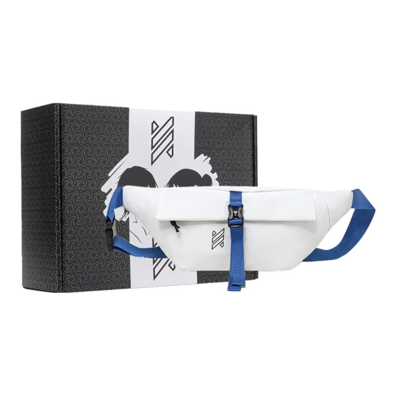 NOMK Oxford Workwear Bag, Dumpling Bag, Backpack, Shoulder Bag, Crossbody Bag, Fanny Pack Unisex White/Blue/Black-5
