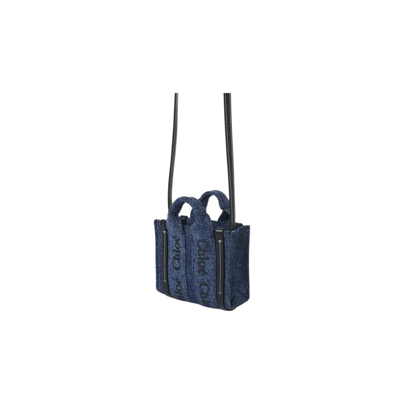Chloe Woody Denim Tote Bag Shopping Bag Shoulder Bag Crossbody Bag Handbag Nano Women's Blue-2