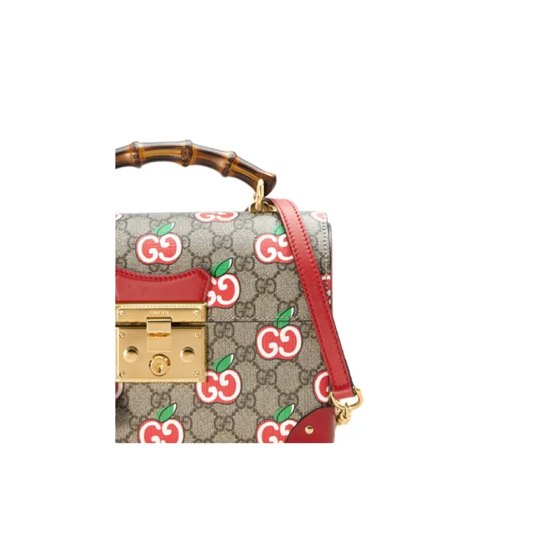 GUCCI Padlock Canvas With Leather Box Bag, Chain Shoulder Bag, Crossbody Bag, Handbag Small Size Women's Beige/Ebony-6