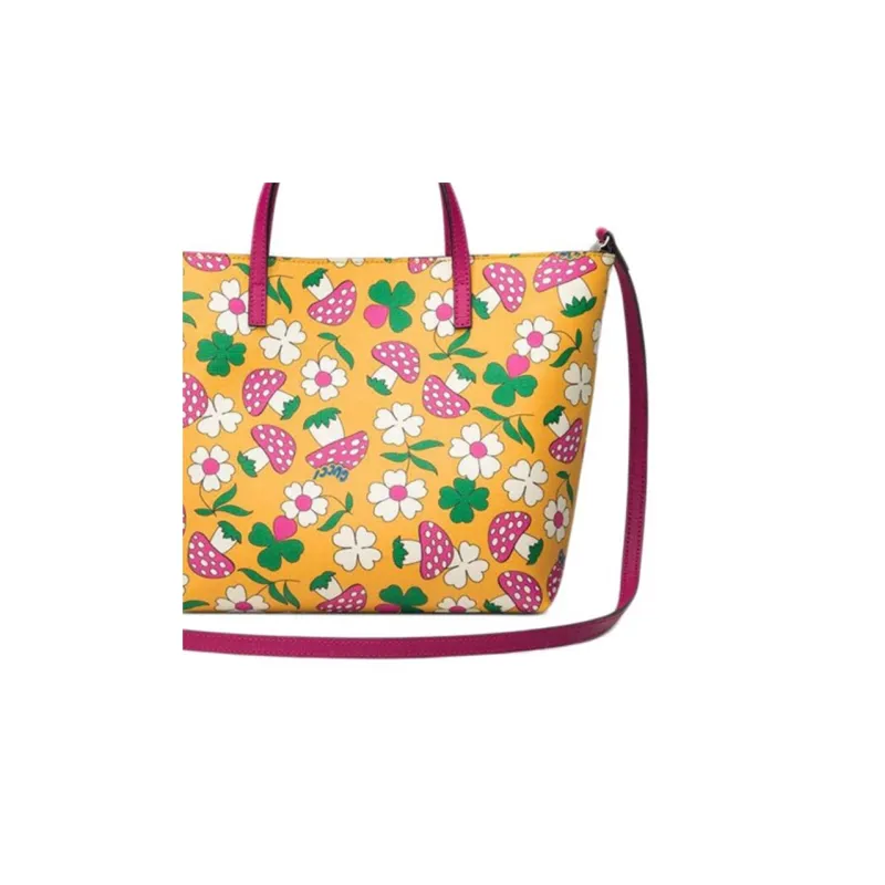 GUCCI Canvas With Leather Tote Bag Shopping Bag Shoulder Bag Crossbody Bag Handbag Kids' Yellow/Multicolor-6