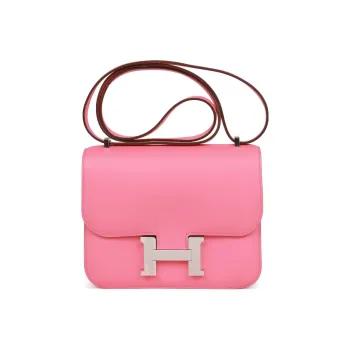 HERMES Constance Evercolor Calfskin Shoulder Bag Crossbody Bag Mini Women's 8W Rose Azalea Lip Balm Powder