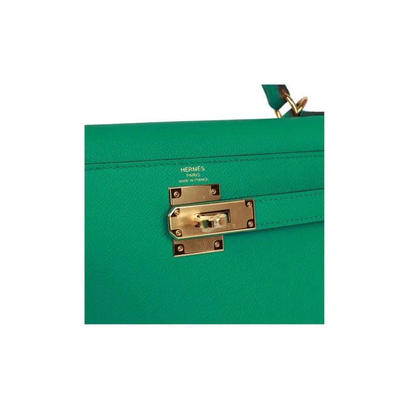 HERMES Kelly Epsom Leather Kelly Bag Handbags Women's O6 Vert Jade Emperor Green-6
