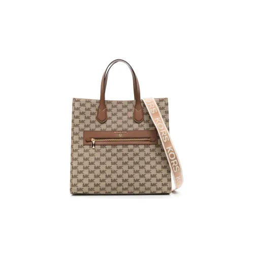 MICHAEL KORS Fabric With Calfskin Shoulder Bag Crossbody Bag Handbag Women's Beige/Ebony