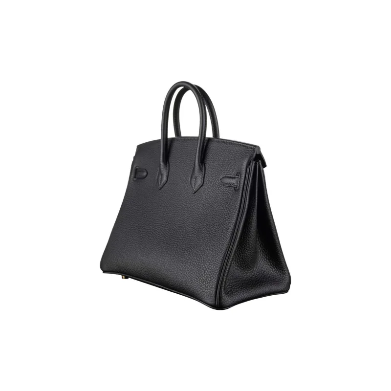 HERMES Birkin Leather Handbag Women's Black-7