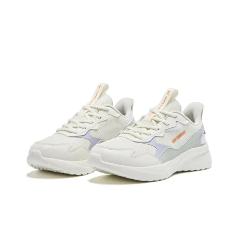 QIAODAN Anti Slip And Wear Resistant Breathable Low Top Running Shoes Women's White Cyan-2