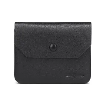 ELLE HOMME Top Grain Cow Leather Coin Purse Regular Unisex Solid Color