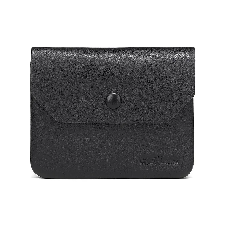 ELLE HOMME Top Grain Cow Leather Coin Purse Regular Unisex Solid Color-0