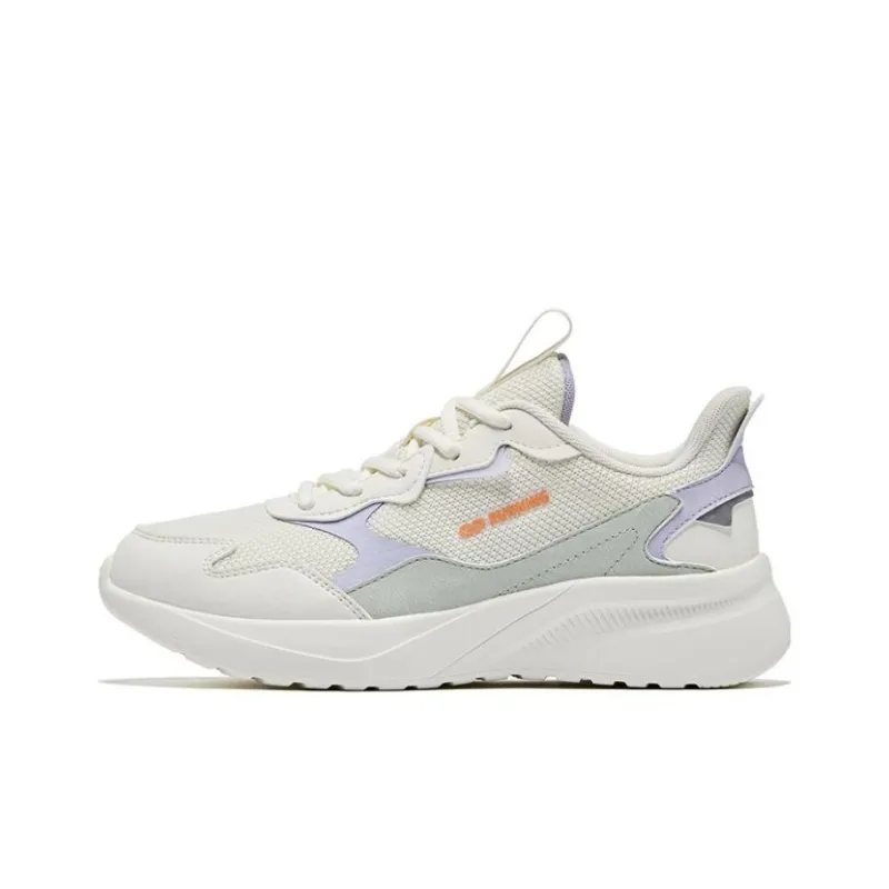 QIAODAN Anti Slip And Wear Resistant Breathable Low Top Running Shoes Women's White Cyan-0