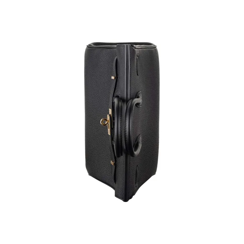 HERMES Birkin Leather Handbag Women's Black-9