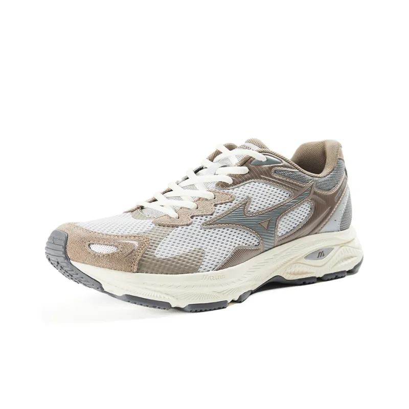 Mizuno Racer S Cushioning Anti Slip Wear Resistant Breathability Low Top Training Running Shoes Unisex Gray White-2