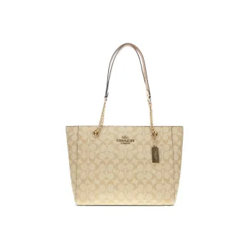 COACH Cammie Artificial Leather Tote Bag Shopping Bag Shoulder Bag Handbag Large Size Women's Khaki