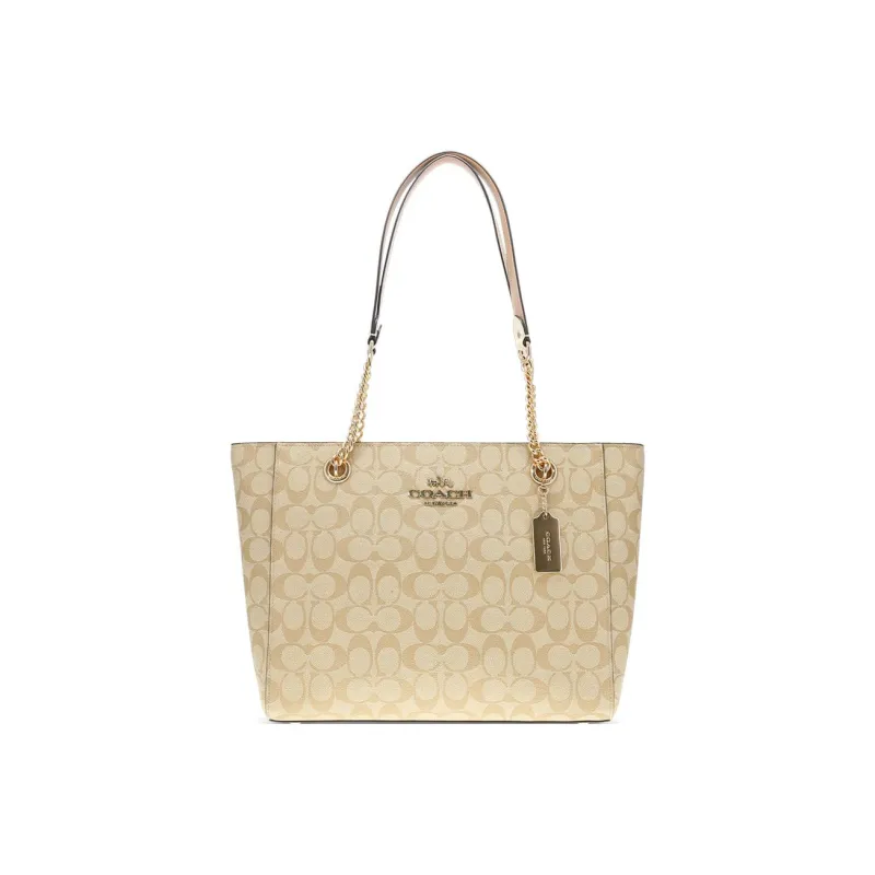 COACH Cammie Artificial Leather Tote Bag Shopping Bag Shoulder Bag Handbag Large Size Women's Khaki-0