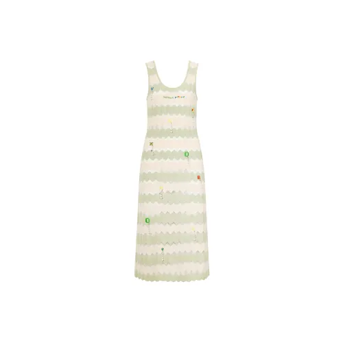 Valeria Obbaco Fun Series Sleeveless Dresses Women's White/Green