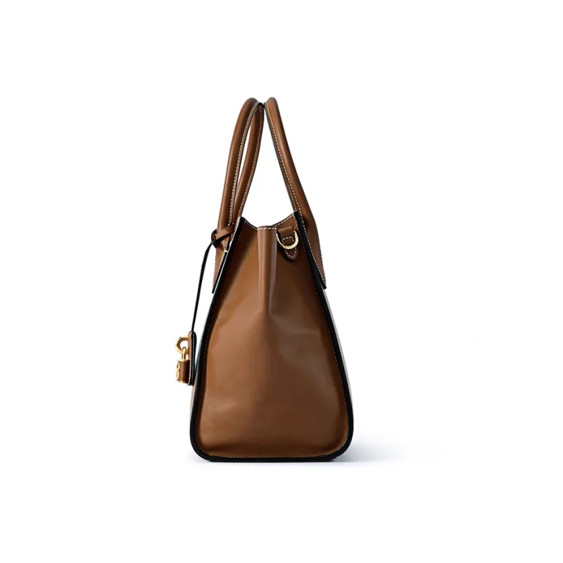 FION Genuine Leather Shoulder Bag, Crossbody Bag Tubas Women's Black, Brown-11