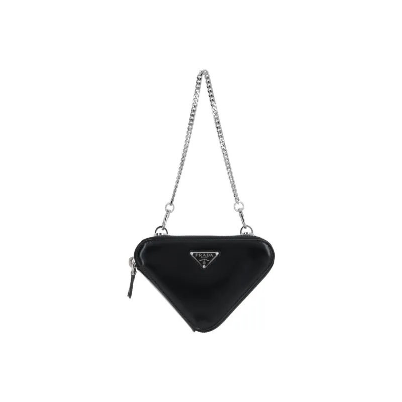 PRADA Brushed Chain Linked Wallet Black-0
