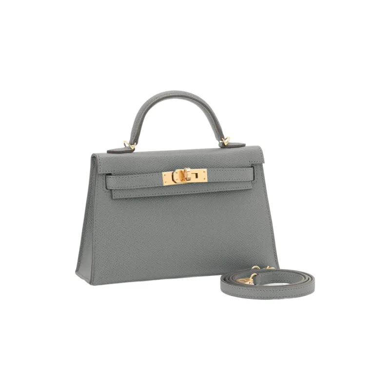 HERMES Mini Kelly Generation 1 Epsom Leather Second Generation Kelly Bag Shoulder Bag Handbag Mini Women's Almond Green-2