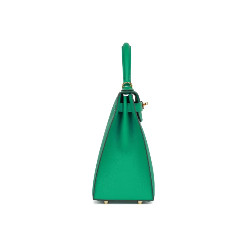 HERMES Kelly Epsom Leather Kelly Bag Handbags Women's O6 Vert Jade Emperor Green-3