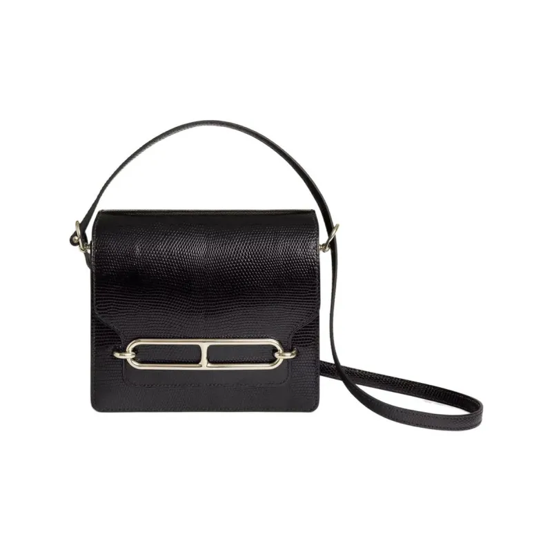 HERMES Roulis Niloticus Leather Pig Nose Bag Crossbody Bag Mini Women's 89 Noir Black-0