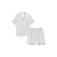 Short-Sleeved Shirt+Shorts (Silver Gray) with Plum and Bamboo Pattern Men's Clothing Sets