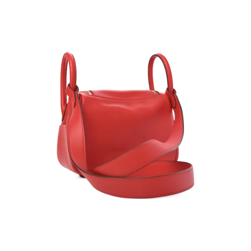 HERMES Lindy Swift Calfskin Handbag Shoulder Bag Crossbody Bag Mini Women's 55 Rouge H Hermès Red-1