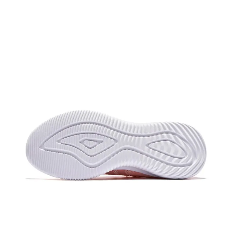 QIAODAN Anti Slip Wear Resistant Low Top Running Shoes Women's White Pink-3
