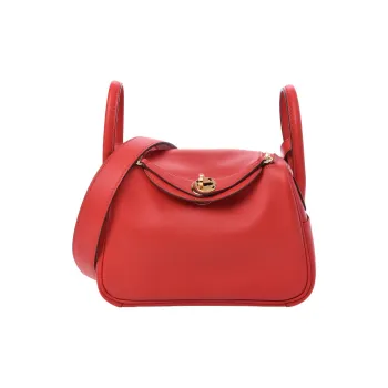 HERMES Lindy Swift Calfskin Handbag Shoulder Bag Crossbody Bag Mini Women's 55 Rouge H Hermès Red