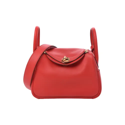 HERMES Lindy Swift Calfskin Handbag Shoulder Bag Crossbody Bag Mini Women's 55 Rouge H Hermès Red