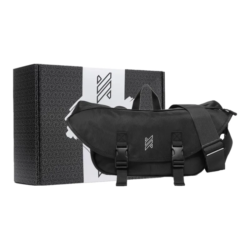 NOMK Oxford Messenger Bag, Crossbody Bag Large Size Unisex Black-6