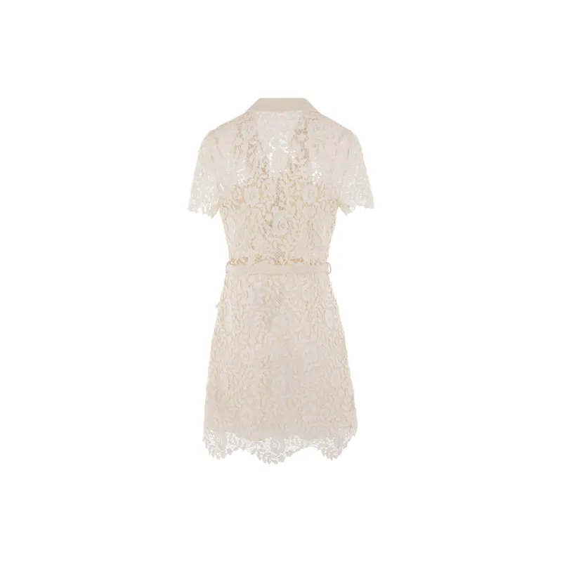 Self portrait SS23 Short Sleeved Dress Women's Ivory-1