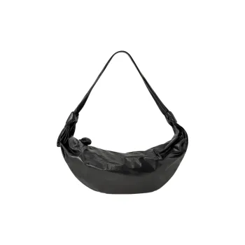 Lemaire Soft Leather Cowhide Croissant Bag Goat Horn Bag Slogan Bag Shoulder Bag Crossbody Bag Large Size Unisex Black