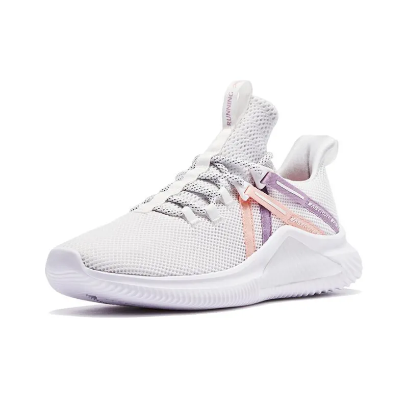 QIAODAN Anti Slip Wear Resistant Low Top Running Shoes Women's Pink White-1