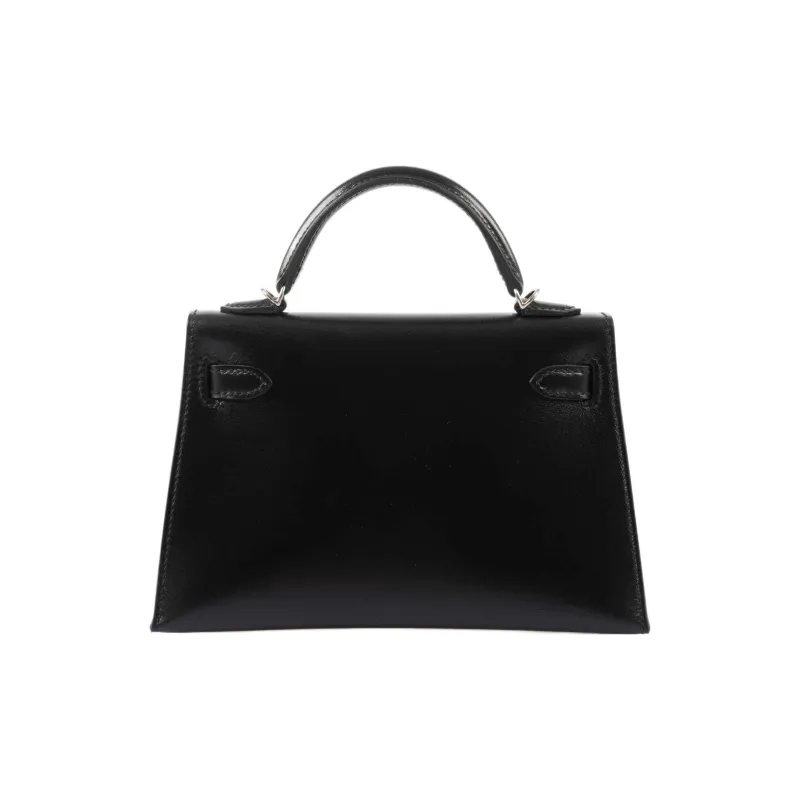 HERMES Mini Kelly Generation 1 Box Leather Kelly Bag Handbag Shoulder Bag Crossbody Bag Regular Women's Black-6
