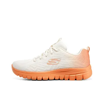 Skechers Graceful Square Sugar Collection Cushioning Wear Resistant Low Top Casual Shoes Women's White Orange