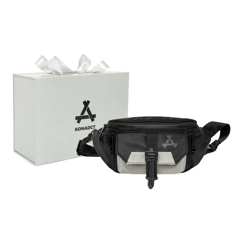 KONADCT Nylon Fabric Sling Bag, Shoulder Bag, Crossbody Bag, Fanny Pack Small Size Unisex Black-4