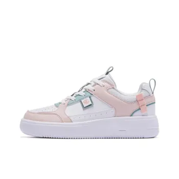QIAODAN Non slip Lightweight Low Top Skateboard Shoes Women's Pink White